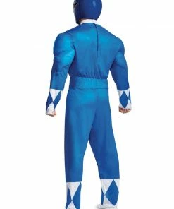 Fun.com Cosplay, Halloween Costumes Power Rangers Blue Adult Muscle Cosplay Costume