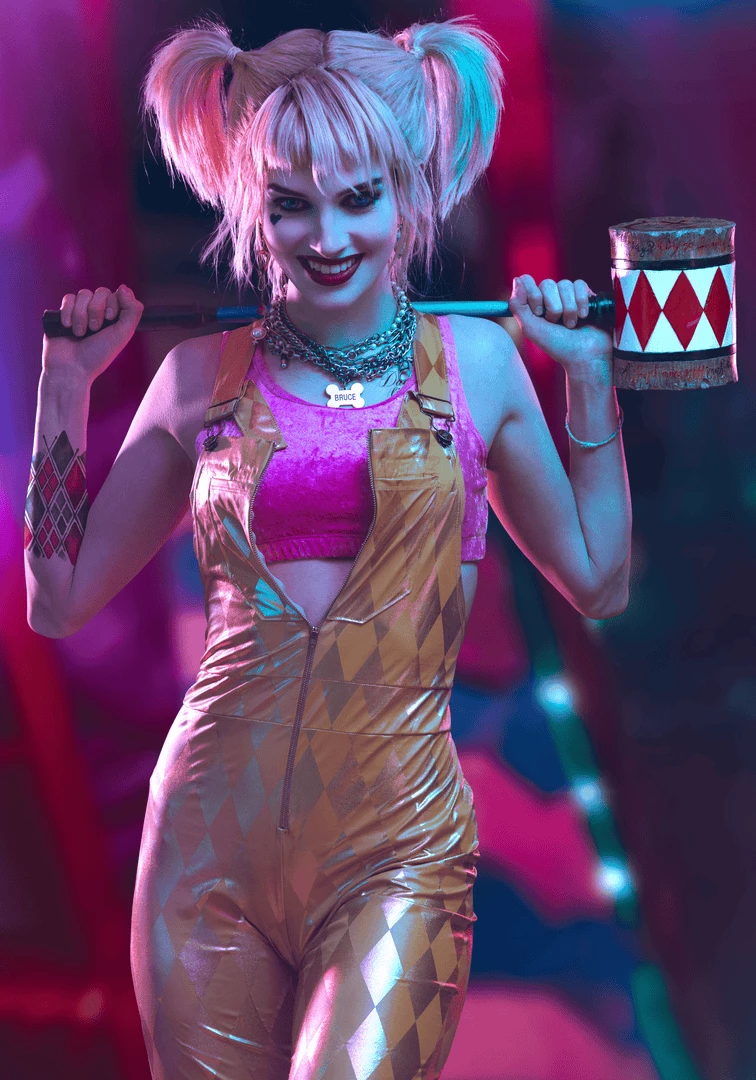 DC Comics Costumes Cosplay, Halloween Costumes Women's Harley Quinn Gold Overalls Costume 2 DC Comics Costumes Cosplay, Halloween Costumes Women's Harley Quinn Gold Overalls Costume