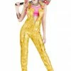 DC Comics Costumes Cosplay, Halloween Costumes Women's Harley Quinn Gold Overalls Costume